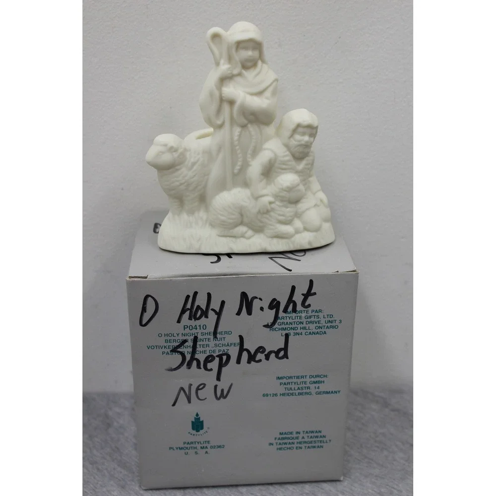 Partylite Votive White O Holy Night Shepherd P0410 Nativity Bisque